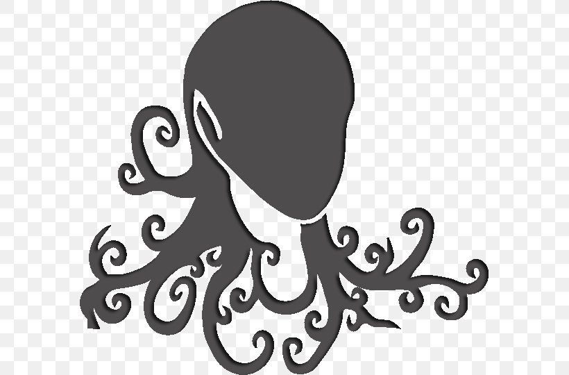 Octopus White Line Black M Clip Art, PNG, 589x540px, Octopus, Artwork, Black, Black And White, Black M Download Free