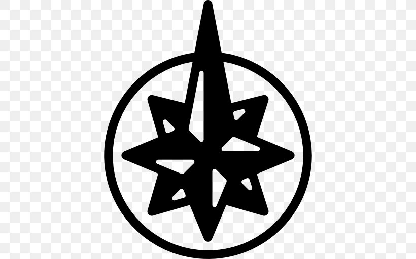 Symbol, PNG, 512x512px, Compass Rose, Black And White, Leaf, North, Sign Download Free