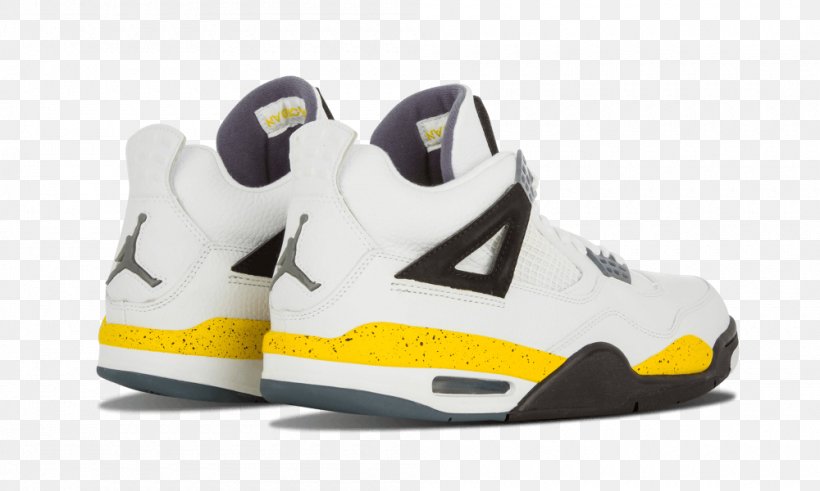 Air Jordan Sneakers White Yellow Basketball Shoe, PNG, 1000x600px, Air Jordan, Athletic Shoe, Basketball, Basketball Shoe, Black Download Free