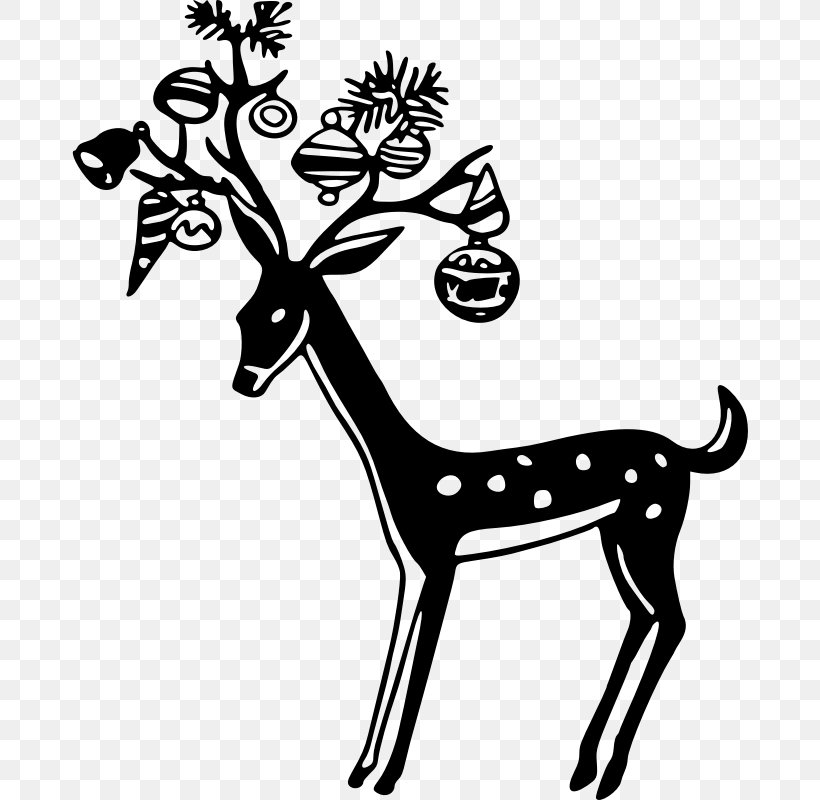 Reindeer Christmas Clip Art, PNG, 676x800px, Reindeer, Antler, Artwork, Black And White, Christmas Download Free