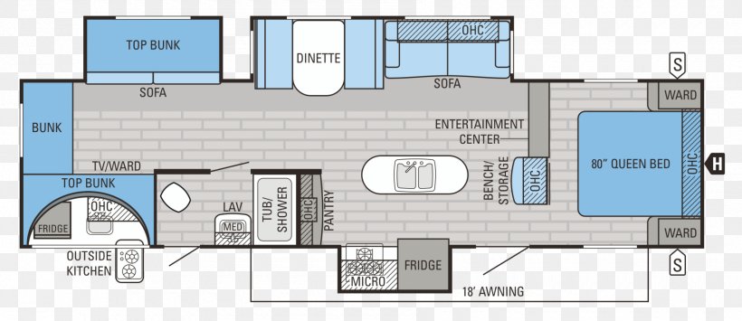 Campervans Caravan Floor Plan Fifth Wheel Coupling, PNG, 1800x780px, Campervans, Area, Bunk Bed, Caravan, Elevation Download Free