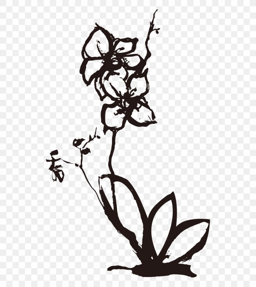 Orchids Drawing Euclidean Vector, PNG, 1026x1152px, Orchids, Artwork, Black And White, Branch, Butterfly Download Free