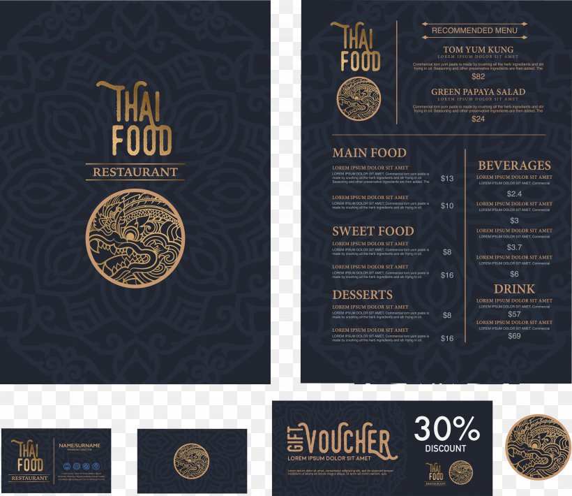 Thai Cuisine Menu Restaurant Bistro, PNG, 5228x4528px, Thai Cuisine, Brand, Brochure, Cafe, Chicken Meat Download Free