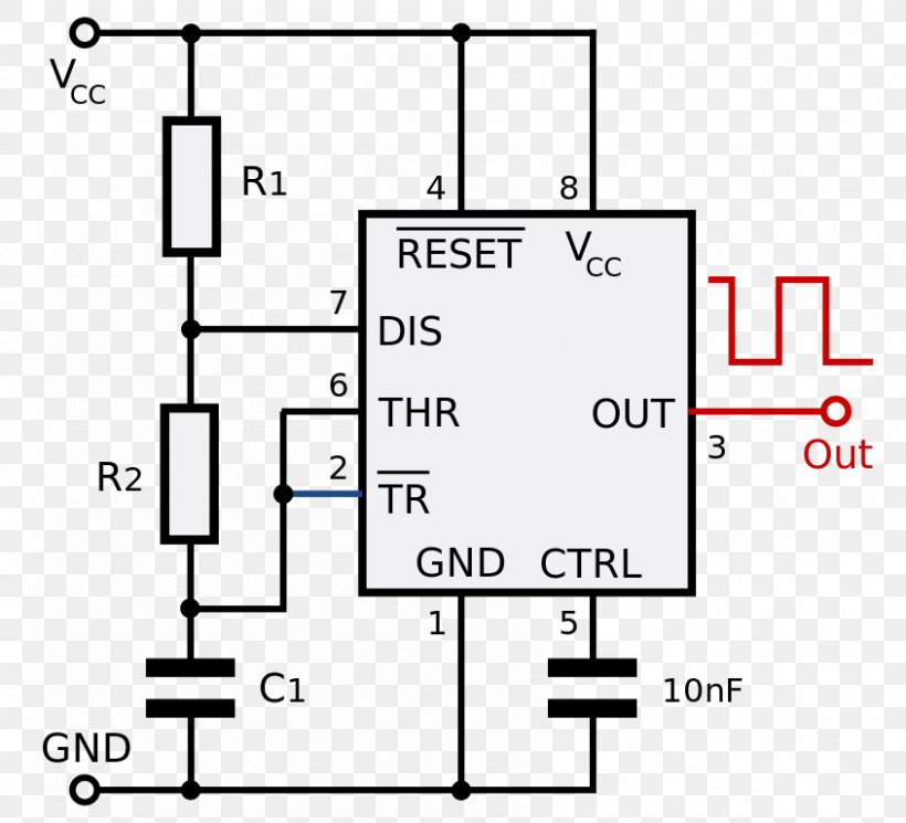 555 Timer IC Electronic Circuit Astable Multivibrator Integrated Circuits & Chips, PNG, 845x768px, 555 Timer Ic, Area, Circuit Component, Datasheet, Diagram Download Free