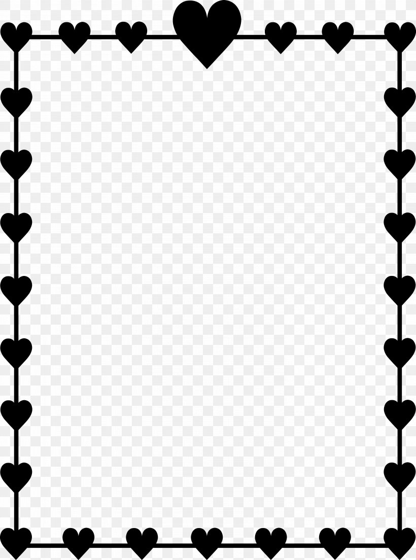 Borders And Frames Right Border Of Heart Clip Art, PNG, 5952x8014px, Borders And Frames, Area, Black, Black And White, Border Download Free