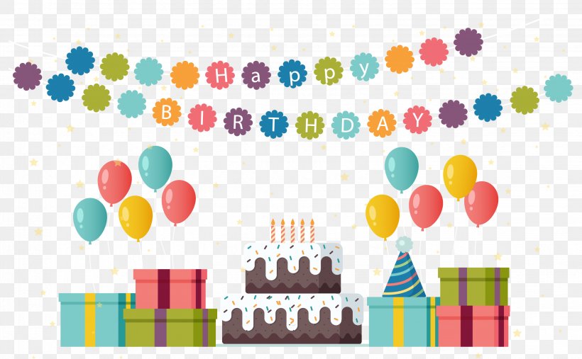 Children's Party Birthday Gift, PNG, 2856x1769px, Birthday Cake, Balloon, Birthday, Cake, Child Download Free