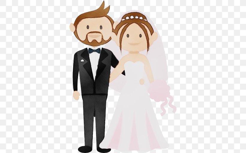 Bride And Groom Cartoon, PNG, 512x512px, Watercolor, Behavior, Bride, Bridegroom, Cartoon Download Free