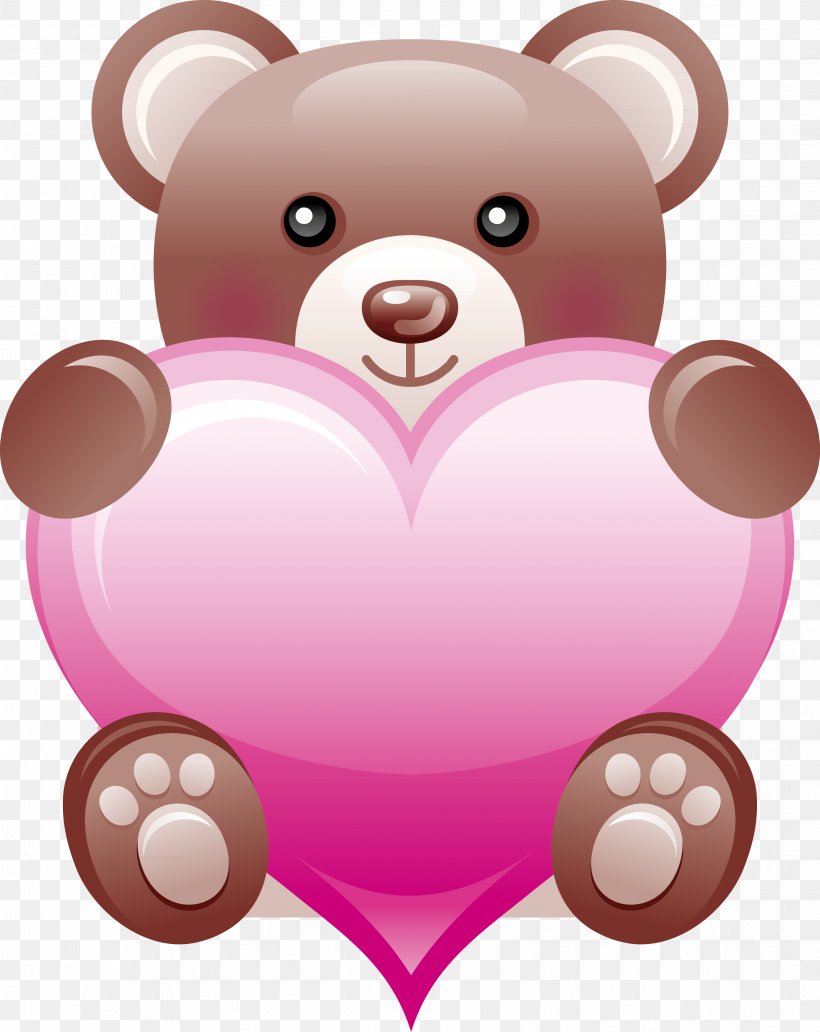Bear Love Sticker, PNG, 3411x4296px, Watercolor, Cartoon, Flower, Frame, Heart Download Free