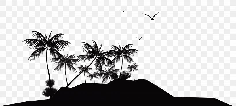 tropical island clipart black and white