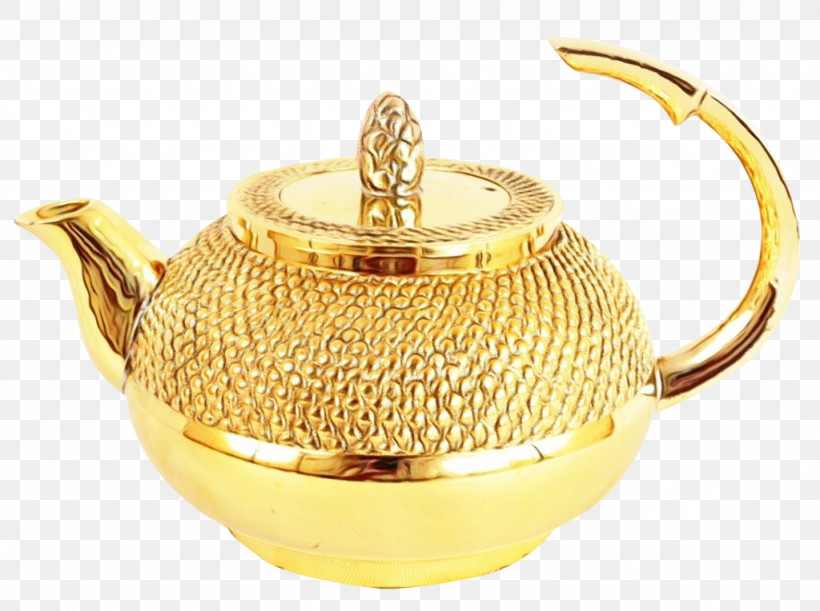 Teapot Brass Kettle Tea Cup Saucer, PNG, 1024x764px, Watercolor, Brass, Cup, Gold, Kettle Download Free