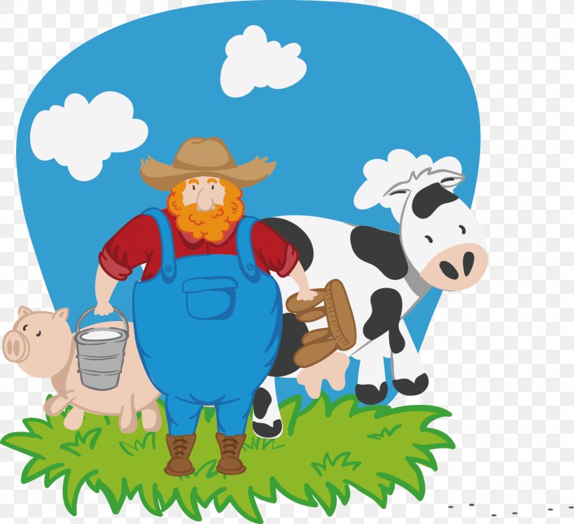 Cattle Farmer Cartoon, PNG, 1565x1431px, Cattle, Agriculture, Art, Artwork, Cartoon Download Free