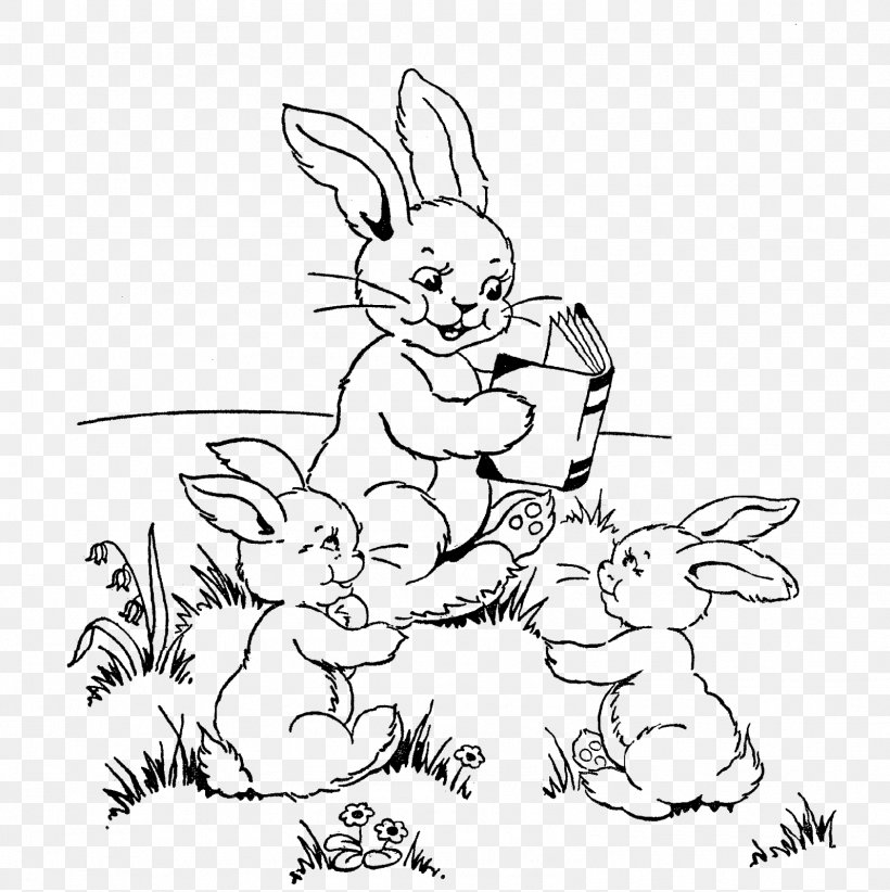 Domestic Rabbit Easter Bunny Hare Mother Rabbit, PNG, 1596x1600px, Domestic Rabbit, Art, Artwork, Black, Black And White Download Free