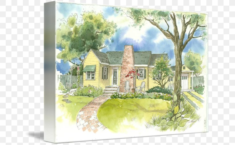 Watercolor Painting Property, PNG, 650x508px, Watercolor Painting, Cottage, Estate, Farmhouse, Grass Download Free