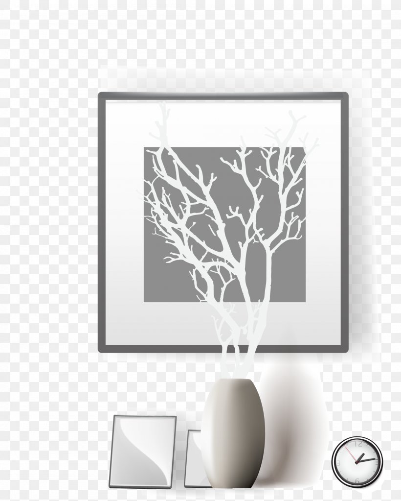 Gray Frame Plant, PNG, 2000x2497px, Gratis, Black And White, Branch, Drawing Room, Picture Frame Download Free