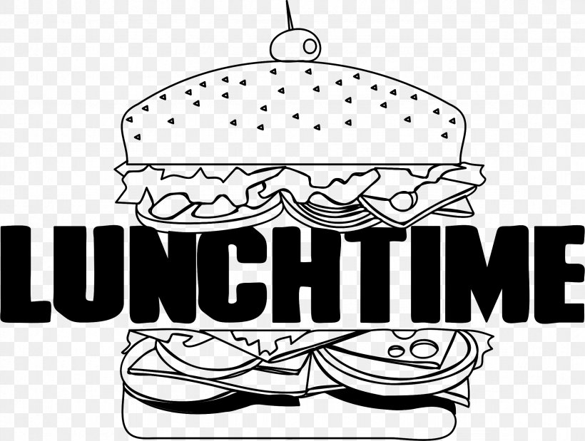 Hamburger Lunch Clip Art, PNG, 2352x1776px, Hamburger, Area, Artwork, Black, Black And White Download Free