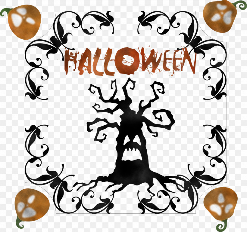Happy Halloween, PNG, 3000x2828px, Happy Halloween, Alphabet, Cartoon, Flower, Insect Download Free
