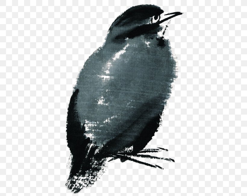 Bird Ink Wash Painting Watercolor Painting, PNG, 431x650px, Bird, Animation, Art, Beak, Black And White Download Free