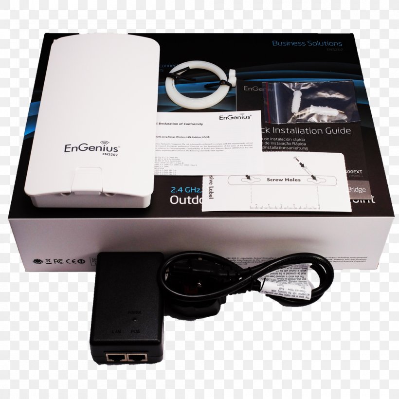EnGenius ENS202 Wireless Access Points Wireless Router Electrical Wires & Cable IEEE 802.11n-2009, PNG, 1000x1000px, Wireless Access Points, Cable, Computer Software, Data Storage Device, Diagram Download Free