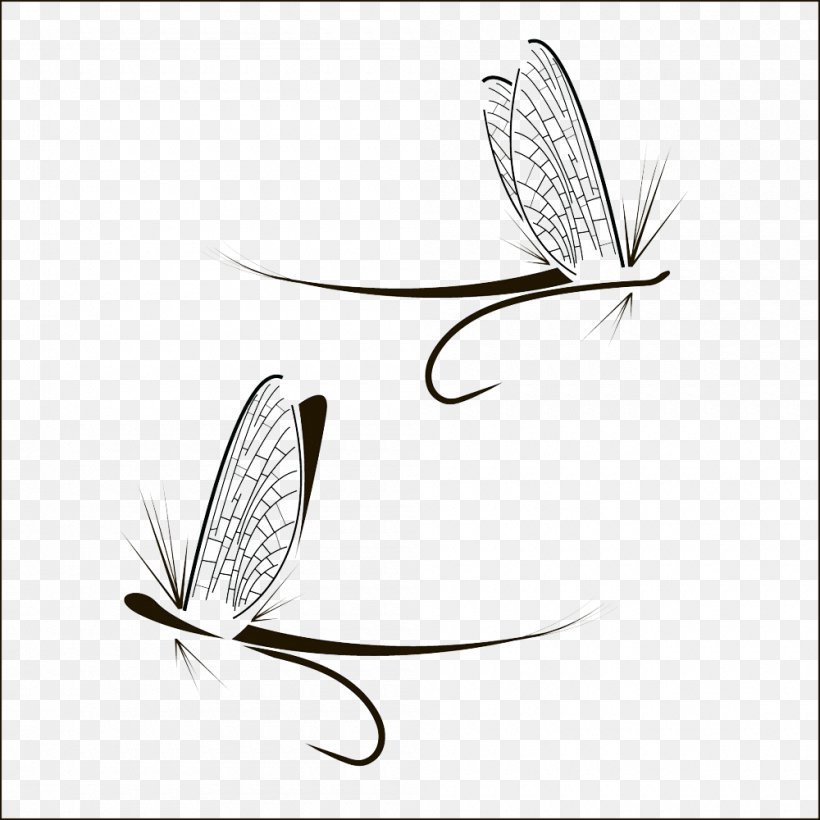 Fly Fishing Clip Art, PNG, 1000x1000px, Fly Fishing, Black And White, Butterfly, Can Stock Photo, Drawing Download Free