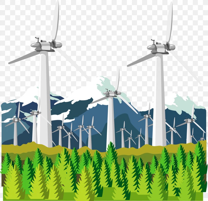 Wind Farm Windmill Electricity Generation Euclidean Vector, PNG, 1582x1529px, Wind Farm, Advertising, Cartoon, Electricity Generation, Energy Download Free