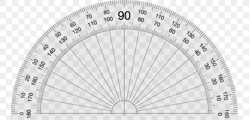 Protractor Ruler Angle Mathematics Circle, PNG, 747x395px, Protractor, Area, Black And White, Compass, Division Download Free