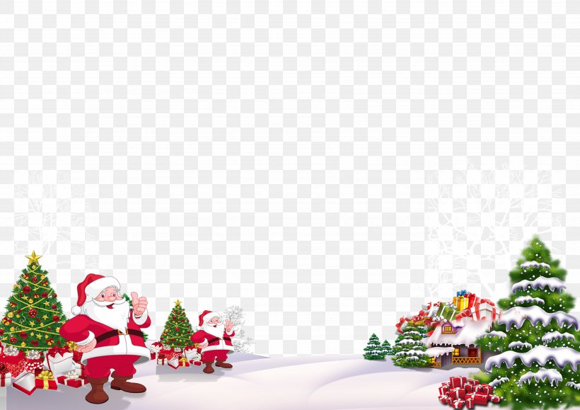 Christmas Tree Santa Claus Gift, PNG, 3508x2480px, Santa Claus, Border, Christmas, Christmas Decoration, Christmas Ornament Download Free
