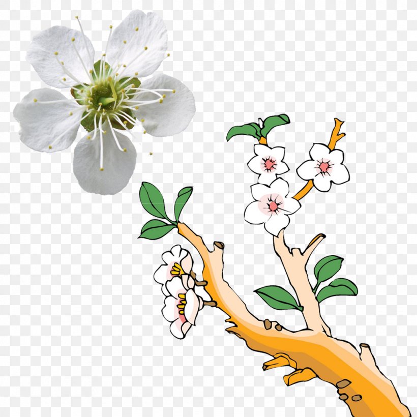 Blossoming Pear Tree Painting Illustration, PNG, 1024x1024px, Blossoming Pear Tree, Animation, Blossom, Branch, Cartoon Download Free