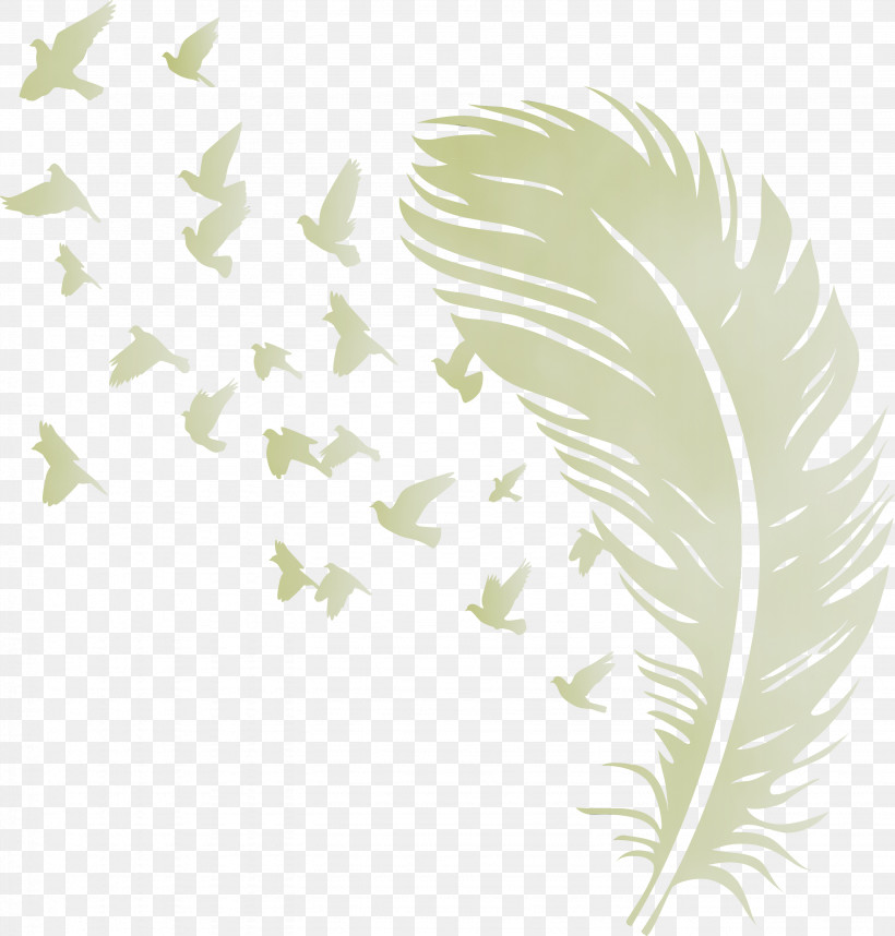 Feather, PNG, 2864x3000px, Bird Feather, Feather, Green, Leaf, Line Download Free