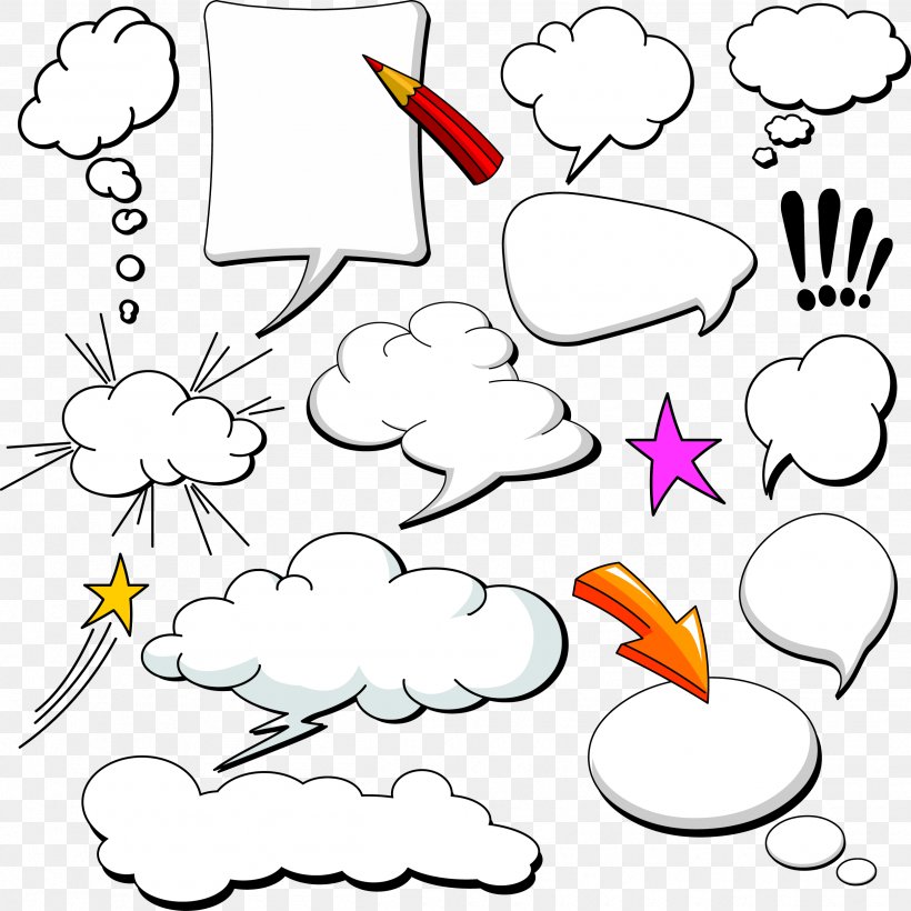 Comics Speech Balloon Cloud, PNG, 2495x2498px, Speech Balloon, Area, Art, Artwork, Black And White Download Free
