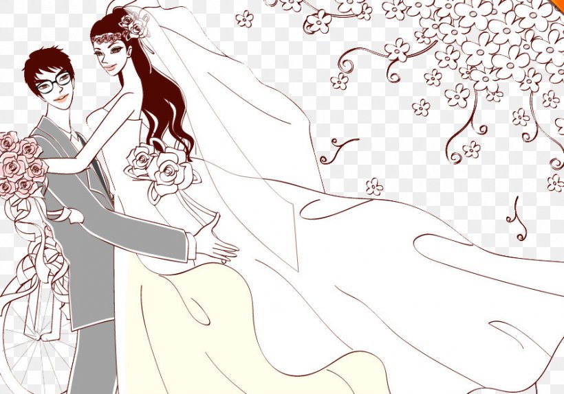 Wedding Invitation Bridegroom, PNG, 890x623px, Watercolor, Cartoon, Flower, Frame, Heart Download Free
