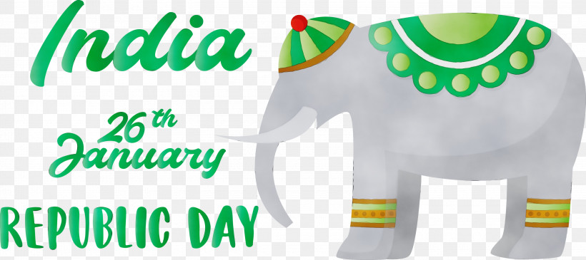 Elephant, PNG, 3000x1337px, 26 January, India Republic Day, Animal Figure, Elephant, Green Download Free