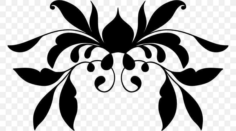 Floral Ornament Decorative Arts Clip Art, PNG, 768x456px, Floral Ornament, Black, Black And White, Branch, Decorative Arts Download Free