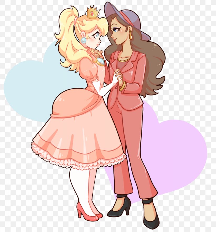 princess daisy and princess peach kissing
