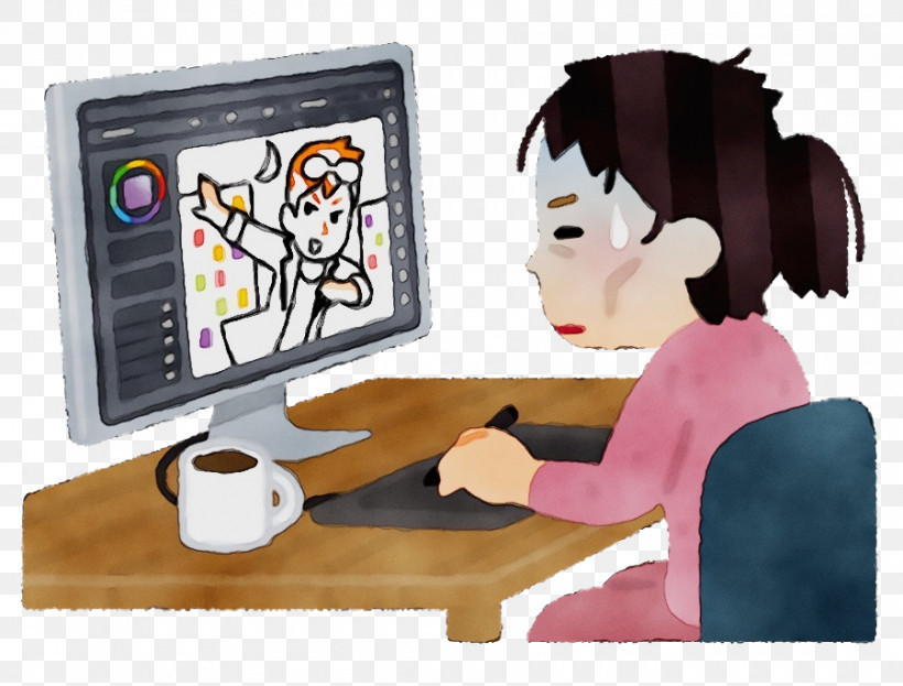 Cartoon Animation Technology Room Play, PNG, 900x684px, Watercolor, Animation, Cartoon, Child, Desk Download Free