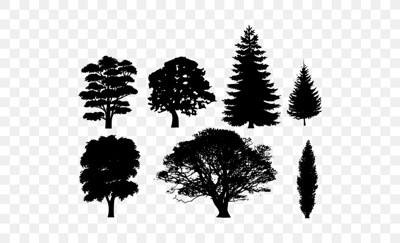 Tree Pine Clip Art, PNG, 500x500px, Tree, Art, Black And White, Branch, Cdr Download Free