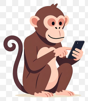 Monkey Checking Phone PNG