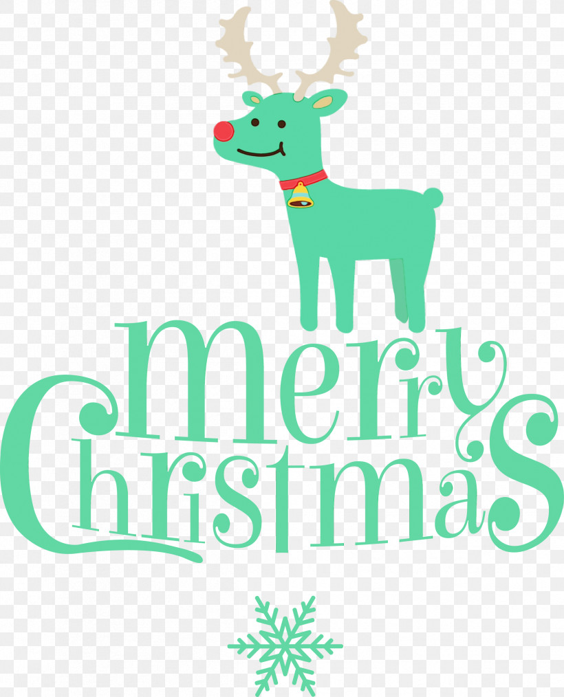 Reindeer, PNG, 2424x3000px, Green Merry Christmas, Antler, Cartoon, Deer, Dog Download Free