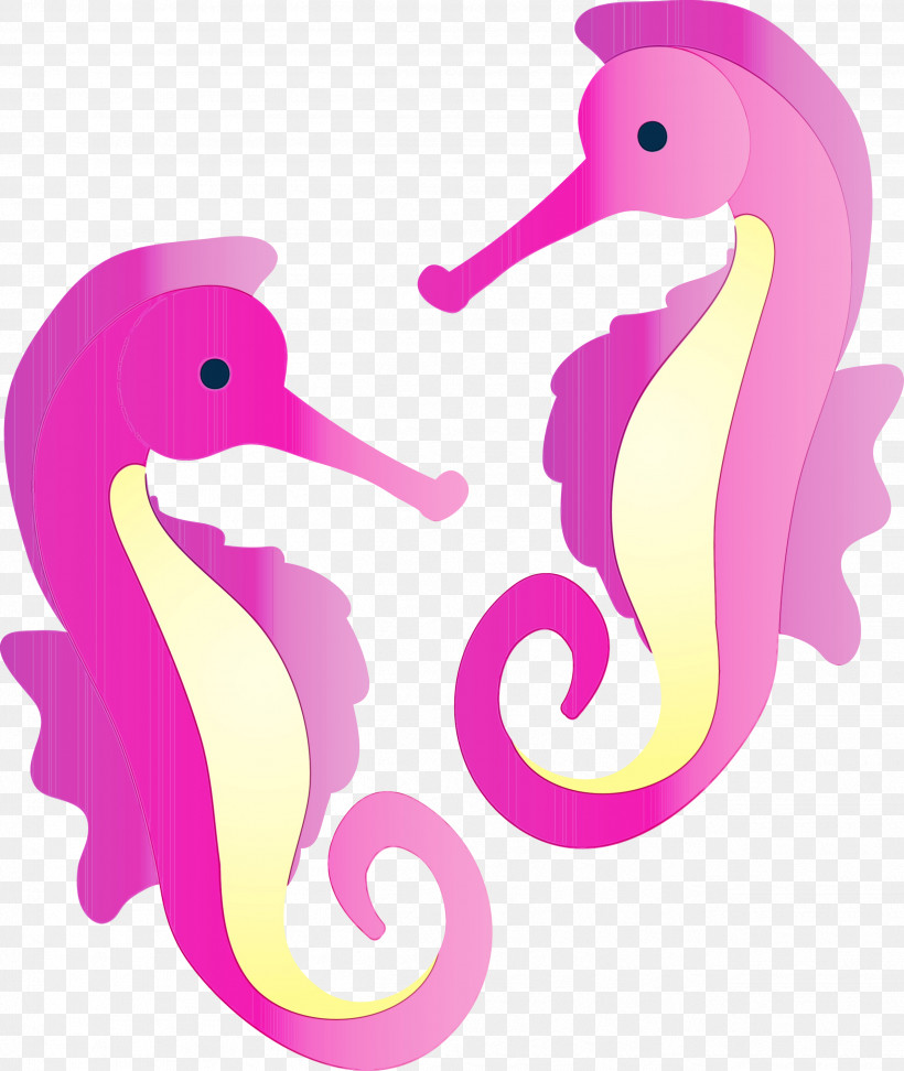 Seahorse Pink Beak Bird, PNG, 2529x3000px, Watercolor, Beak, Bird, Paint, Pink Download Free