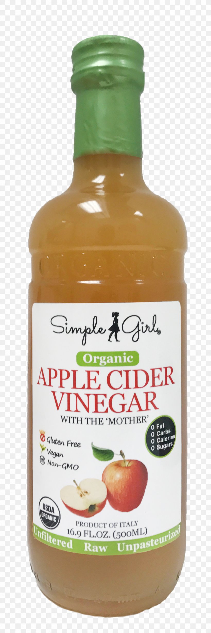 Simple Girl Organic Apple Cider Vinegar Natural Foods Product, PNG, 1296x3884px, Natural Foods, Apple, Apple Cider Vinegar, Apple Juice, Bottle Download Free