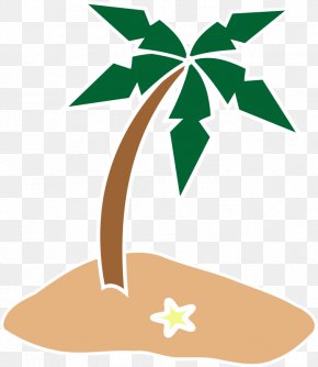 Green Cartoon Bent Coconut Tree - Coconut Arecaceae Tree Clip Art PNG