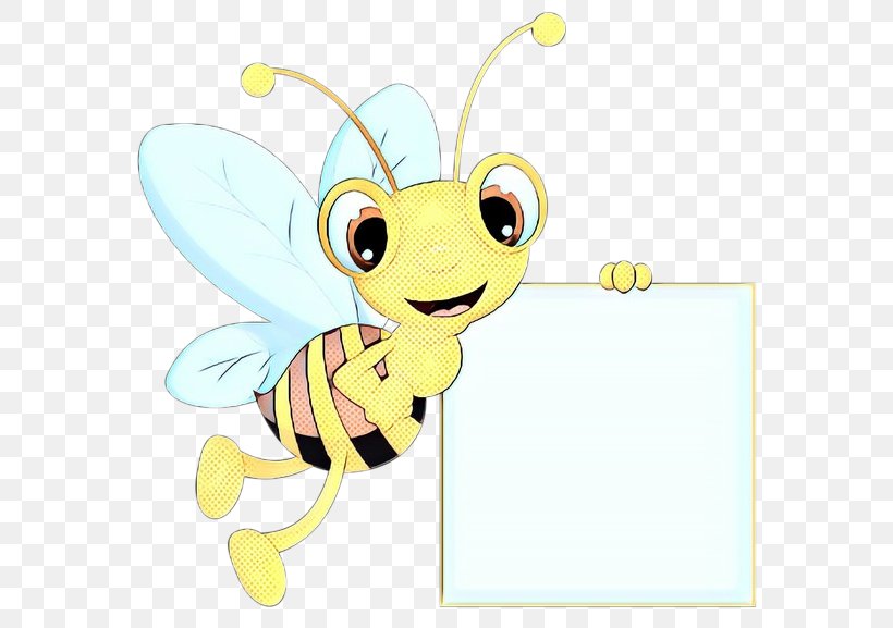 Cartoon Honeybee Clip Art Insect Yellow, PNG, 600x577px, Pop Art, Bee, Cartoon, Fictional Character, Honeybee Download Free