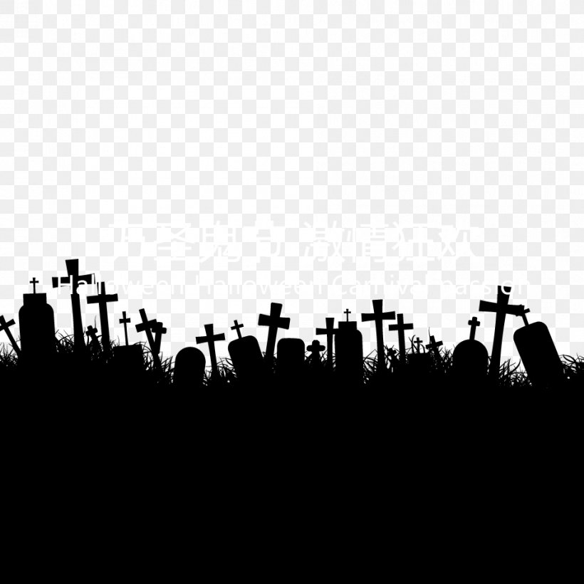 Halloween Ghost Illustration, PNG, 945x945px, Cemetery, Black And White, Grave, Halloween, Headstone Download Free