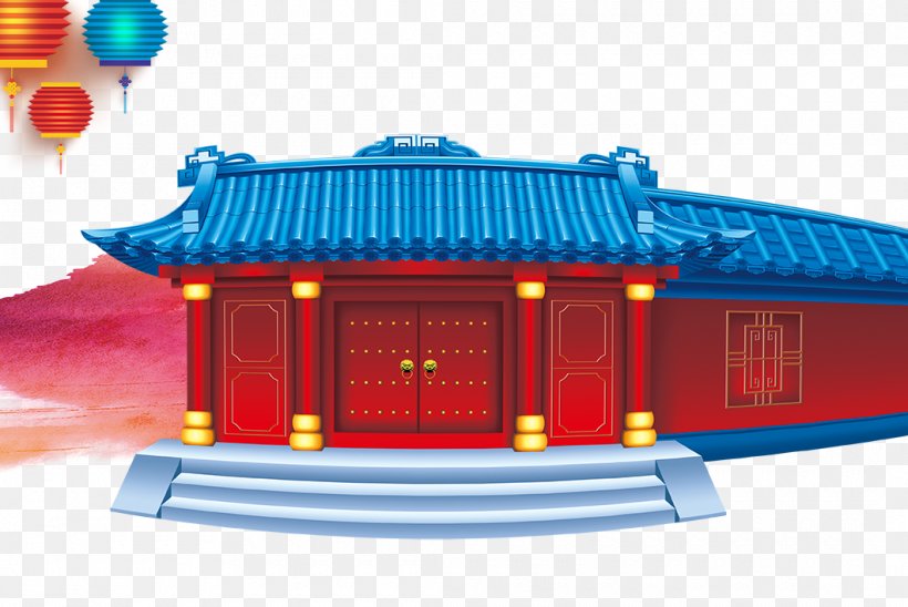 Gatehouse New Year Building Poster, PNG, 1060x709px, Gatehouse, Architecture, Blue, Building, Chinese New Year Download Free