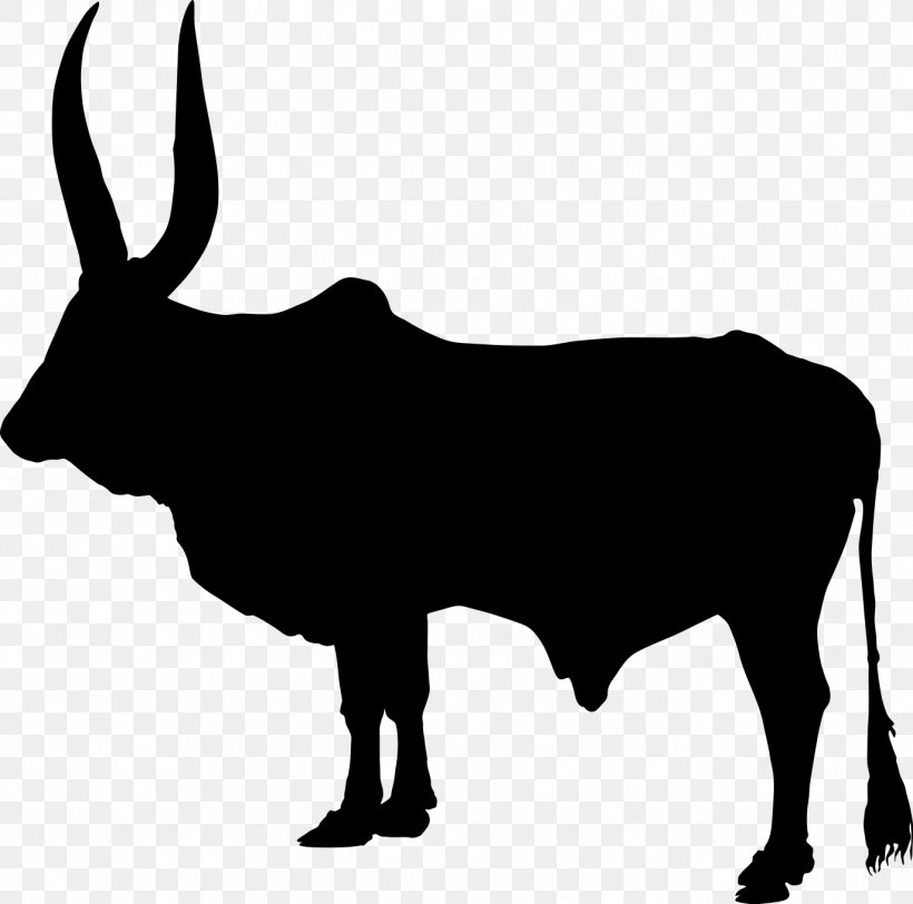Zebu Silhouette Ox Clip Art, PNG, 1372x1360px, Zebu, Black And White, Bull, Cattle, Cattle Like Mammal Download Free
