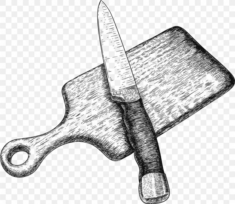 Cutting Boards Knife Drawing, PNG, 1100x958px, Cutting Boards, Black And White, Cold Weapon, Cutting, Depositphotos Download Free