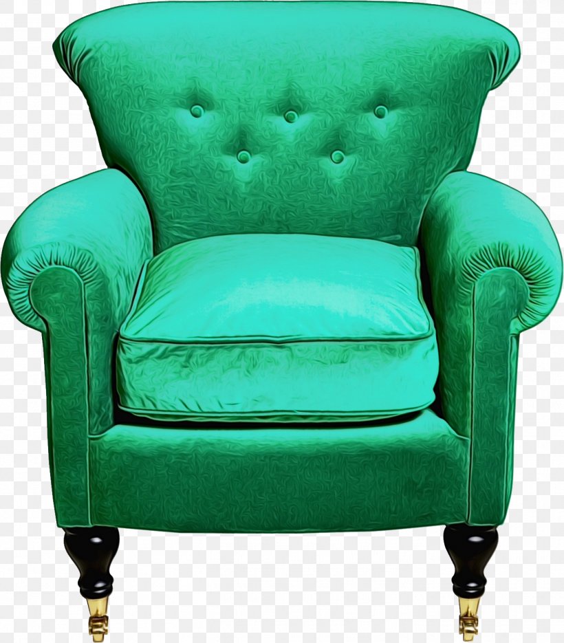 Green Furniture Chair Club Chair Turquoise, PNG, 1371x1564px, Watercolor, Armrest, Chair, Club Chair, Furniture Download Free