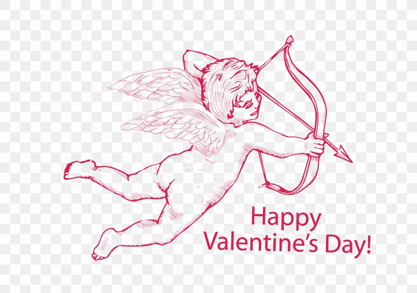 Cupid Deity Valentines Day Love Illustration, PNG, 4260x2995px, Watercolor, Cartoon, Flower, Frame, Heart Download Free