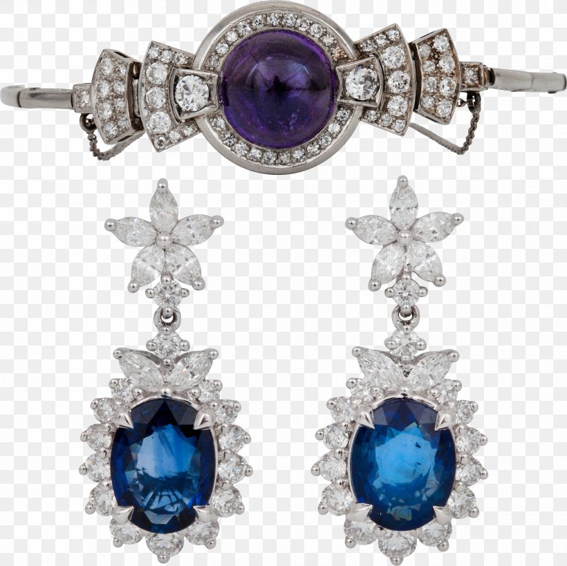 Earring Sapphire Necklace Diamond Jewellery, PNG, 2535x2532px, Earring, Amethyst, Blue, Body Jewelry, Brooch Download Free