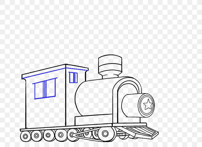 Train Thomas Drawing Rail Transport Steam Locomotive, PNG, 678x600px, Train, Area, Art, Artwork, Black And White Download Free