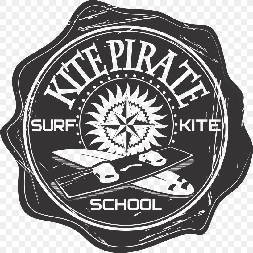 Mũi Né Kitepirate Kite@Surf School Power Kite Kitesurfing, PNG, 2362x2360px, 2016, Power Kite, Badge, Black And White, Brand Download Free